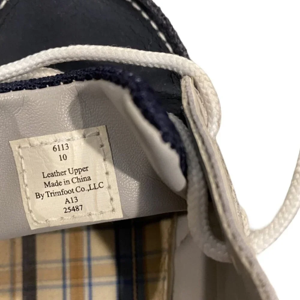 Baby Deer Sz 10 Navy & Grey/Tan Leather Boat Shoes